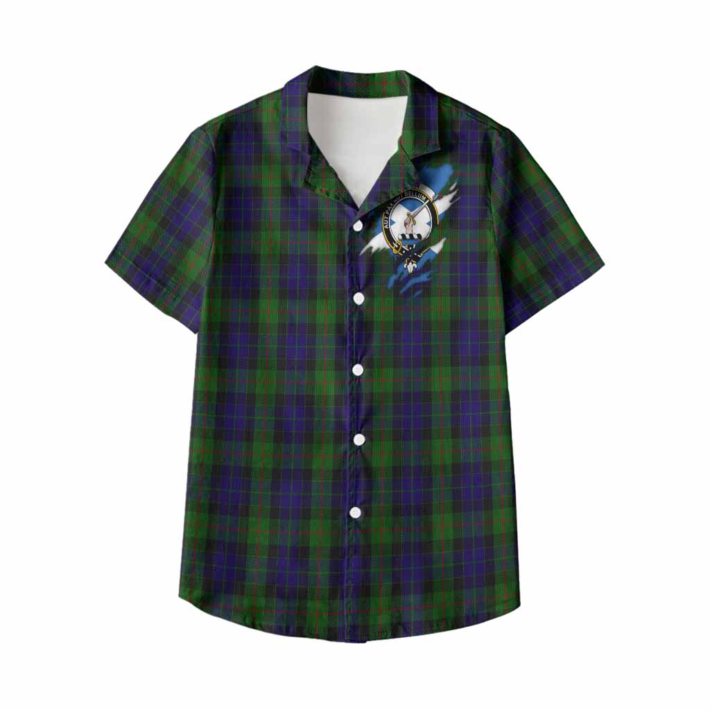 Gunn Clan Crest In Me Tartan Kid Hawaiian Shirt Scotland Flag Style