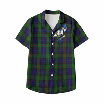 Gunn Clan Crest In Me Tartan Kid Hawaiian Shirt Scotland Flag Style