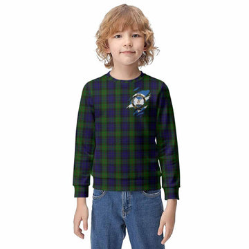 Gunn Clan Crest In Me Tartan Kid Knitted Sweatshirt Scotland Flag Style