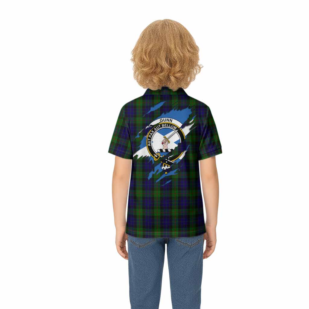 Gunn Clan Crest In Me Tartan Kid Polo Shirt Scotland Flag Style