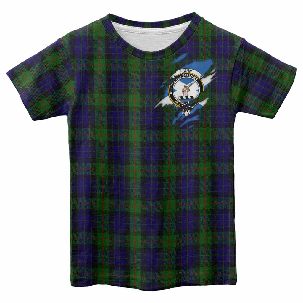 Gunn Clan Crest In Me Tartan Kid T-shirt Scotland Flag Style