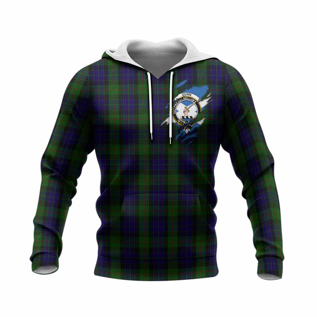 Gunn Clan Crest In Me Tartan Knitted Hoodie Scotland Flag Style