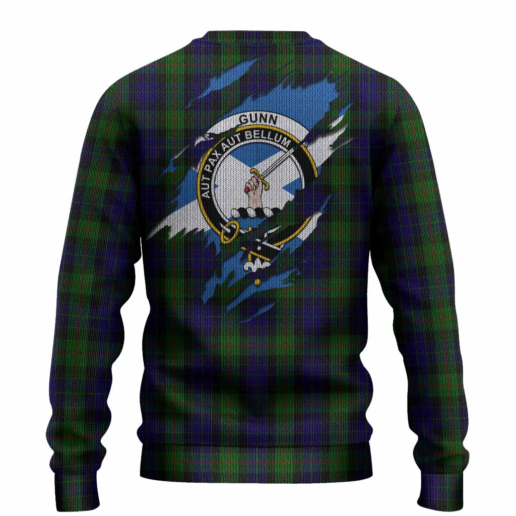 Gunn Clan Crest In Me Tartan Knitted Sweater Scotland Flag Style