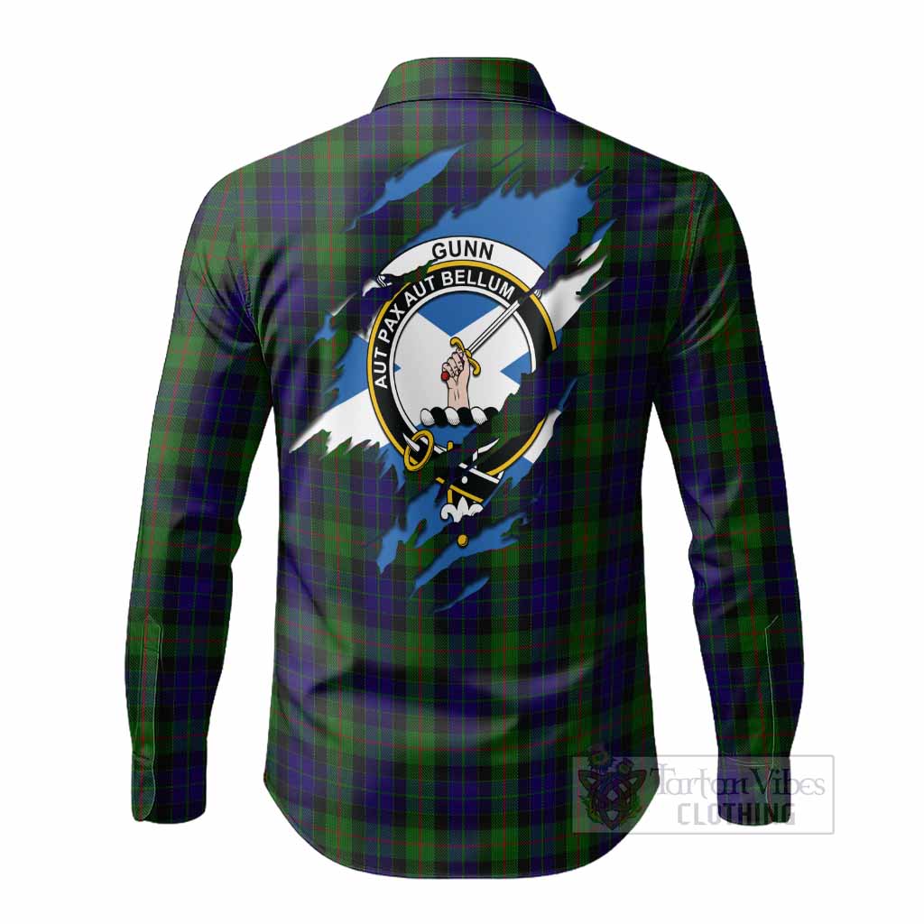 Gunn Clan Crest In Me Tartan Long Sleeve Button Shirts Scotland Flag Style