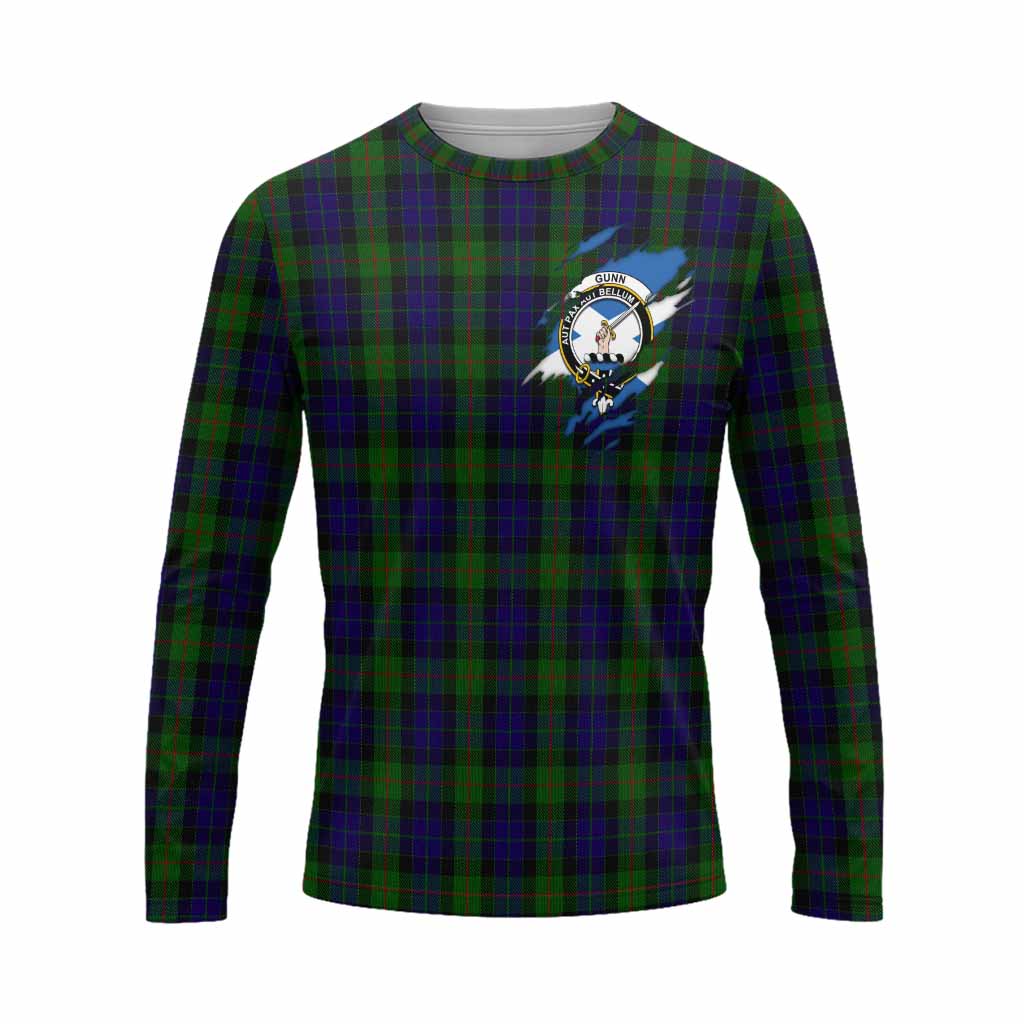 Gunn Clan Crest In Me Tartan Long Sleeve T-Shirt Scotland Flag Style