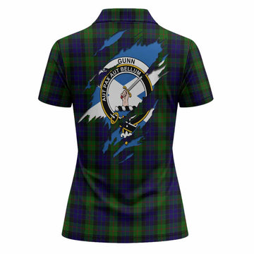 Gunn Clan Crest In Me Tartan Women Polo Shirt Scotland Flag Style