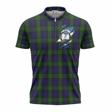 Gunn Clan Crest In Me Tartan Zipper Polo Shirt Scotland Flag Style