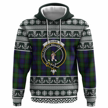 Gunn Clan Tartan Christmas Hoodie with Family Crest