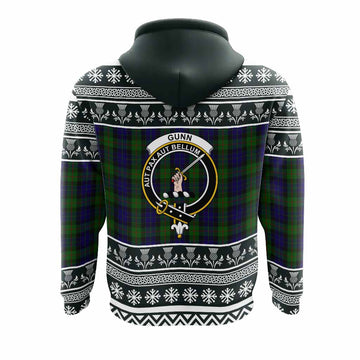 Gunn Clan Tartan Christmas Hoodie with Family Crest
