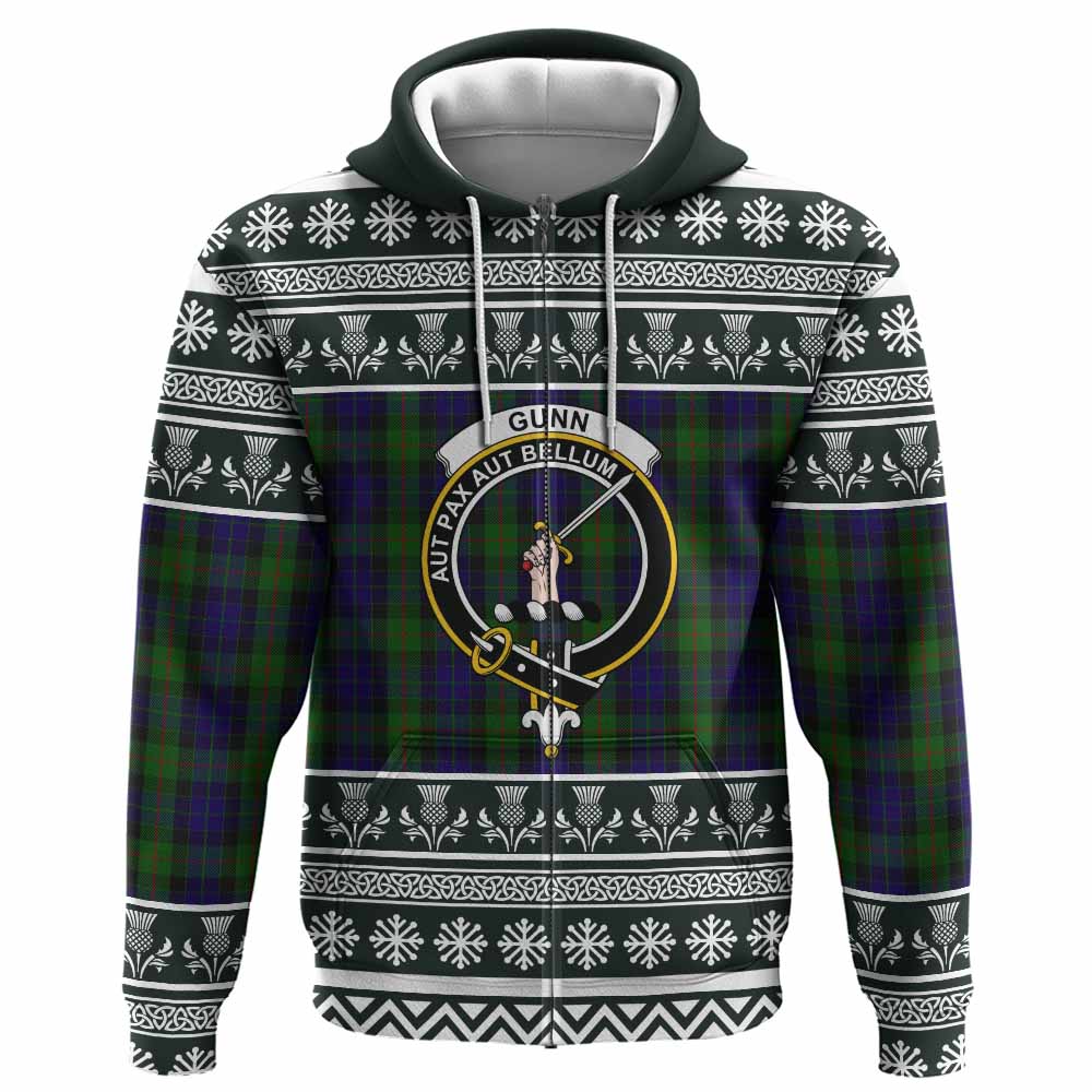 Gunn Clan Tartan Christmas Hoodie with Family Crest - Tartan Vibes Clothing