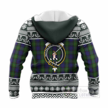 Gunn Clan Tartan Christmas Knitted Hoodie with Family Crest