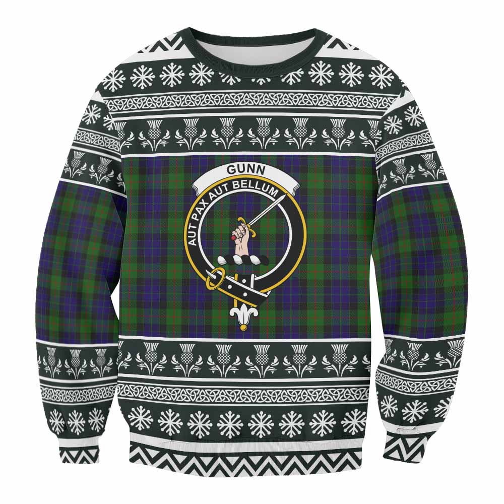Gunn Clan Tartan Christmas Sweatshirt with Family Crest - Tartan Vibes Clothing