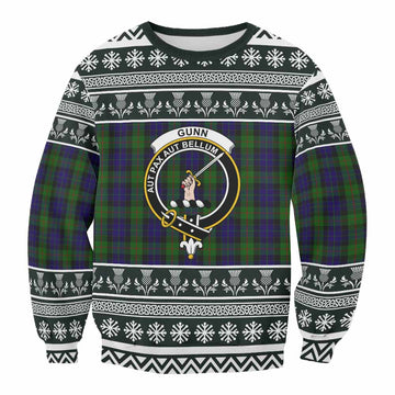 Gunn Clan Tartan Christmas Sweatshirt with Family Crest