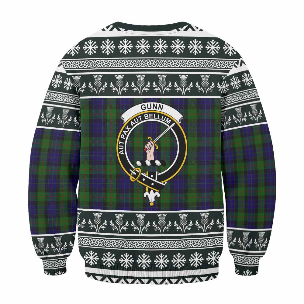 Gunn Clan Tartan Christmas Sweatshirt with Family Crest - Tartan Vibes Clothing