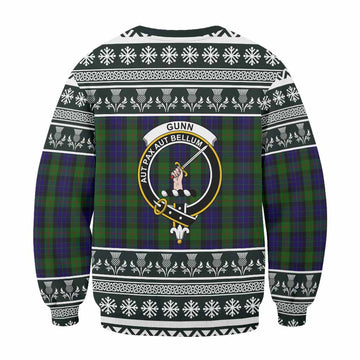 Gunn Clan Tartan Christmas Sweatshirt with Family Crest