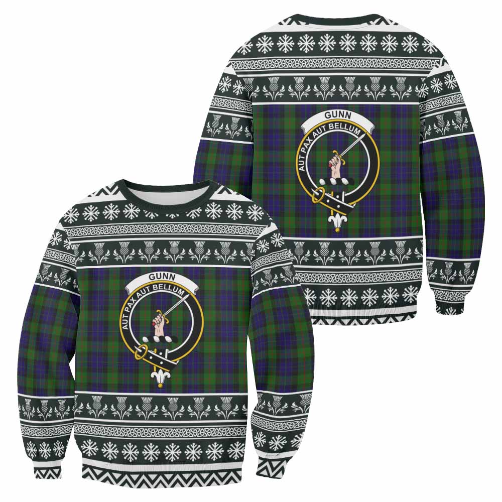 Gunn Clan Tartan Christmas Sweatshirt with Family Crest - Tartan Vibes Clothing