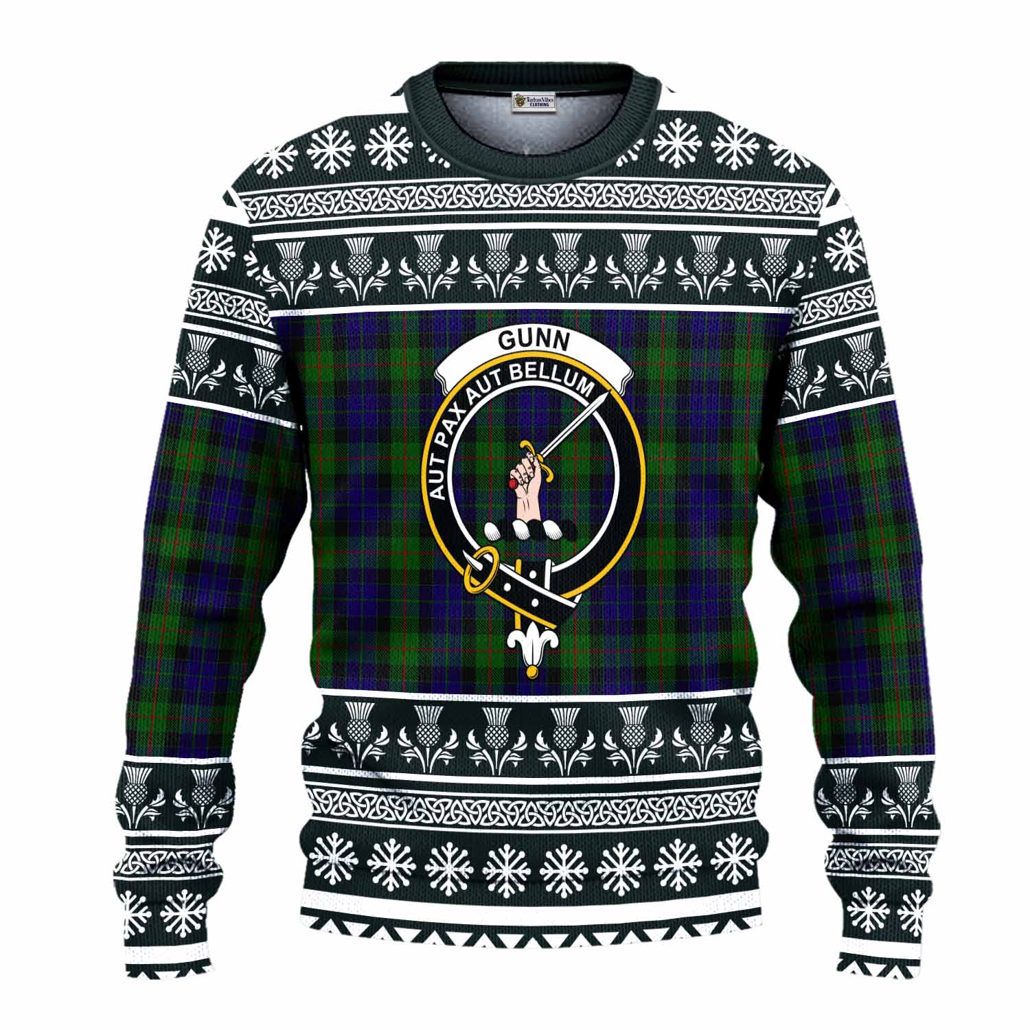 Gunn Clan Tartan Christmas Ugly Sweater with Family Crest - Tartan Vibes Clothing