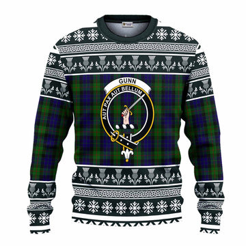 Gunn Clan Tartan Christmas Ugly Sweater with Family Crest