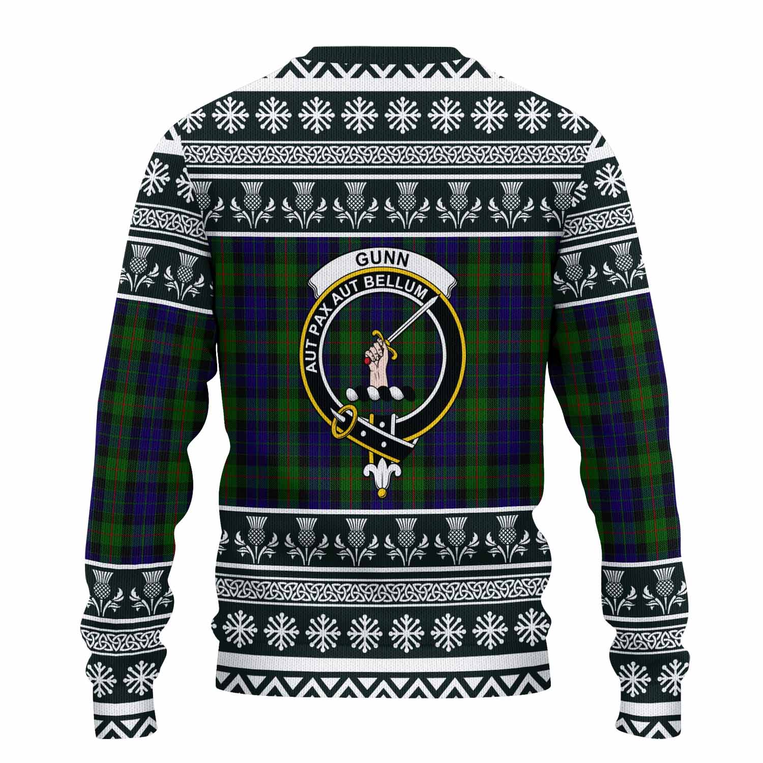 Gunn Clan Tartan Christmas Ugly Sweater with Family Crest - Tartan Vibes Clothing