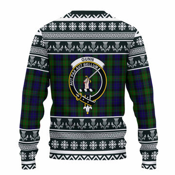 Gunn Clan Tartan Christmas Ugly Sweater with Family Crest