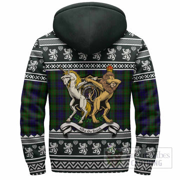 Gunn Clan Tartan Crest Christmas Fleece Hoodie Coat of Arms Funny Style