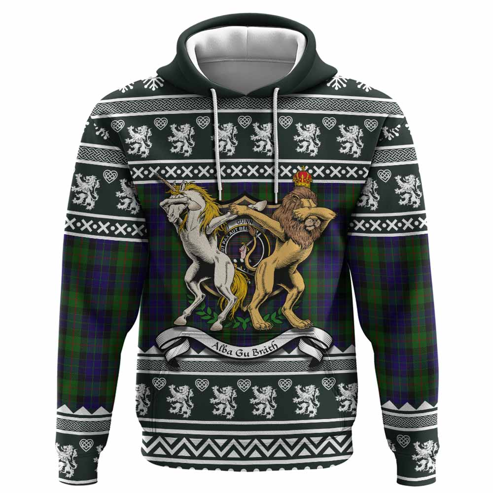 Gunn Clan Tartan Crest Christmas Hoodie Coat of Arms Funny Style - Tartan Vibes Clothing