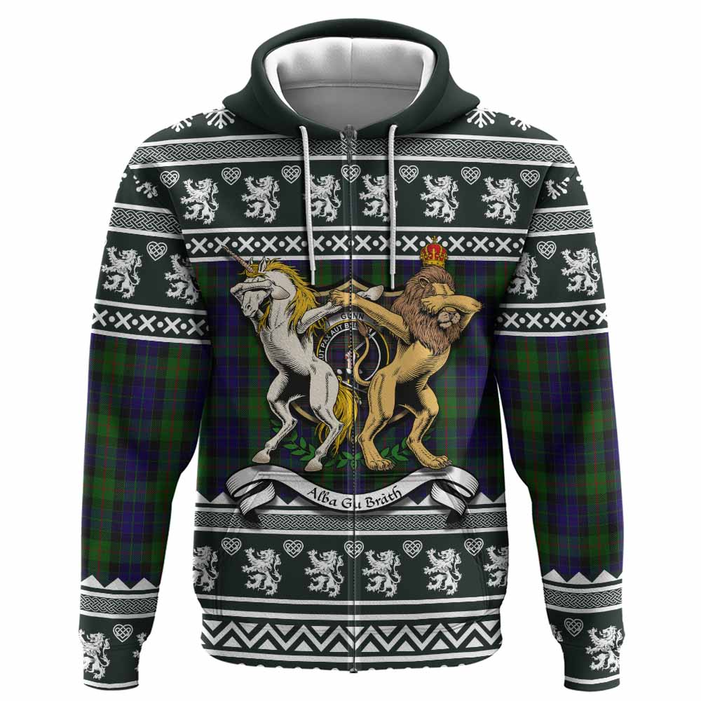 Gunn Clan Tartan Crest Christmas Hoodie Coat of Arms Funny Style - Tartan Vibes Clothing