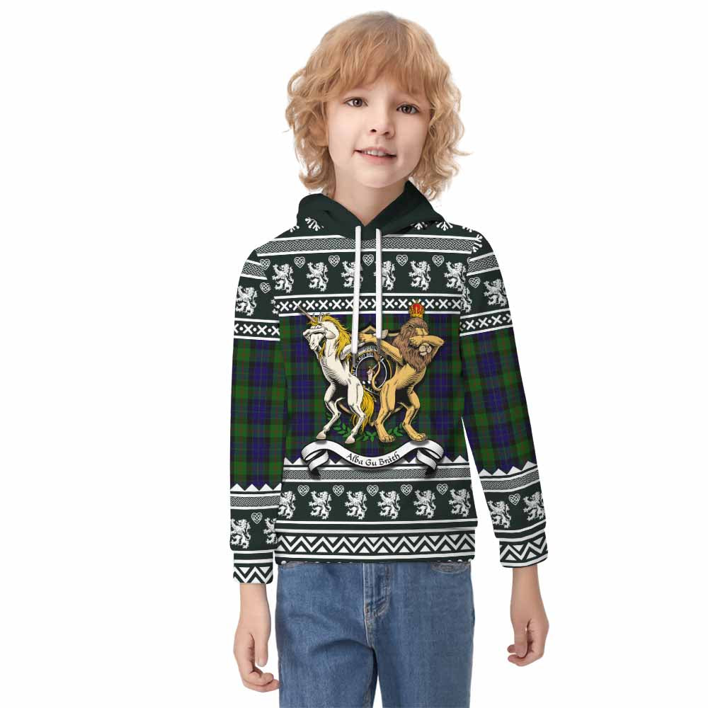 Gunn Clan Tartan Crest Christmas Kid Hoodie Coat of Arms Funny Style - Tartan Vibes Clothing