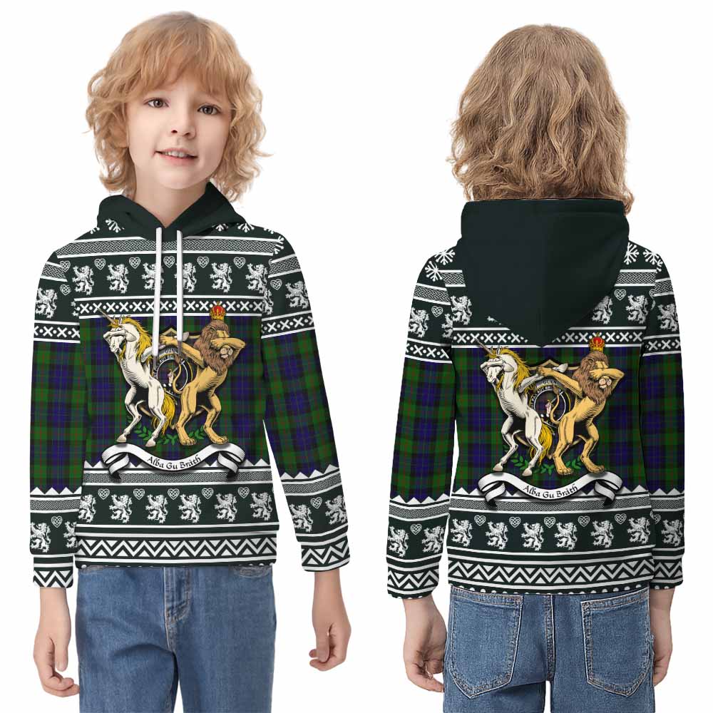 Gunn Clan Tartan Crest Christmas Kid Hoodie Coat of Arms Funny Style - Tartan Vibes Clothing