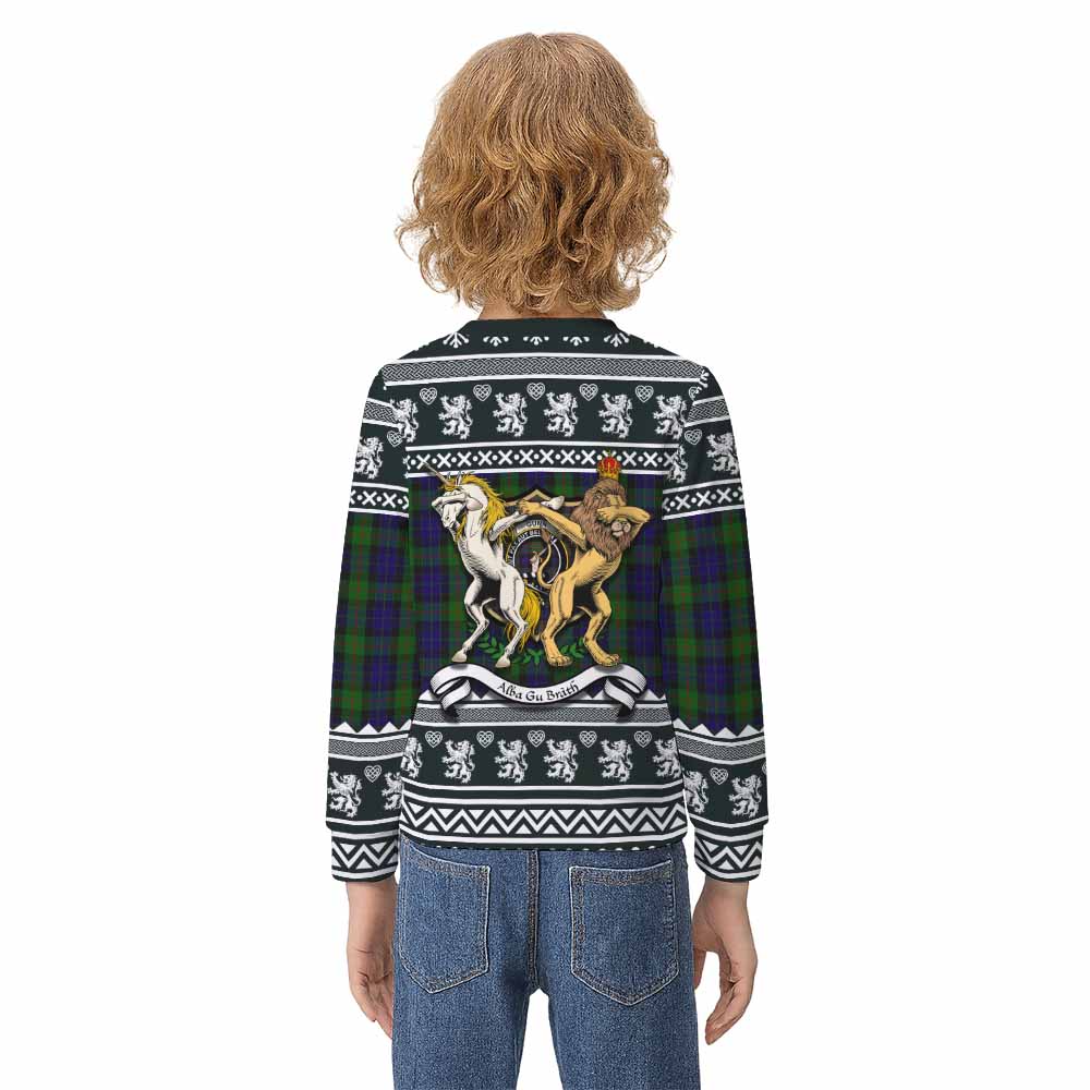 Gunn Clan Tartan Crest Christmas Kid Ugly Sweatshirt Coat of Arms Funny Style - Tartan Vibes Clothing