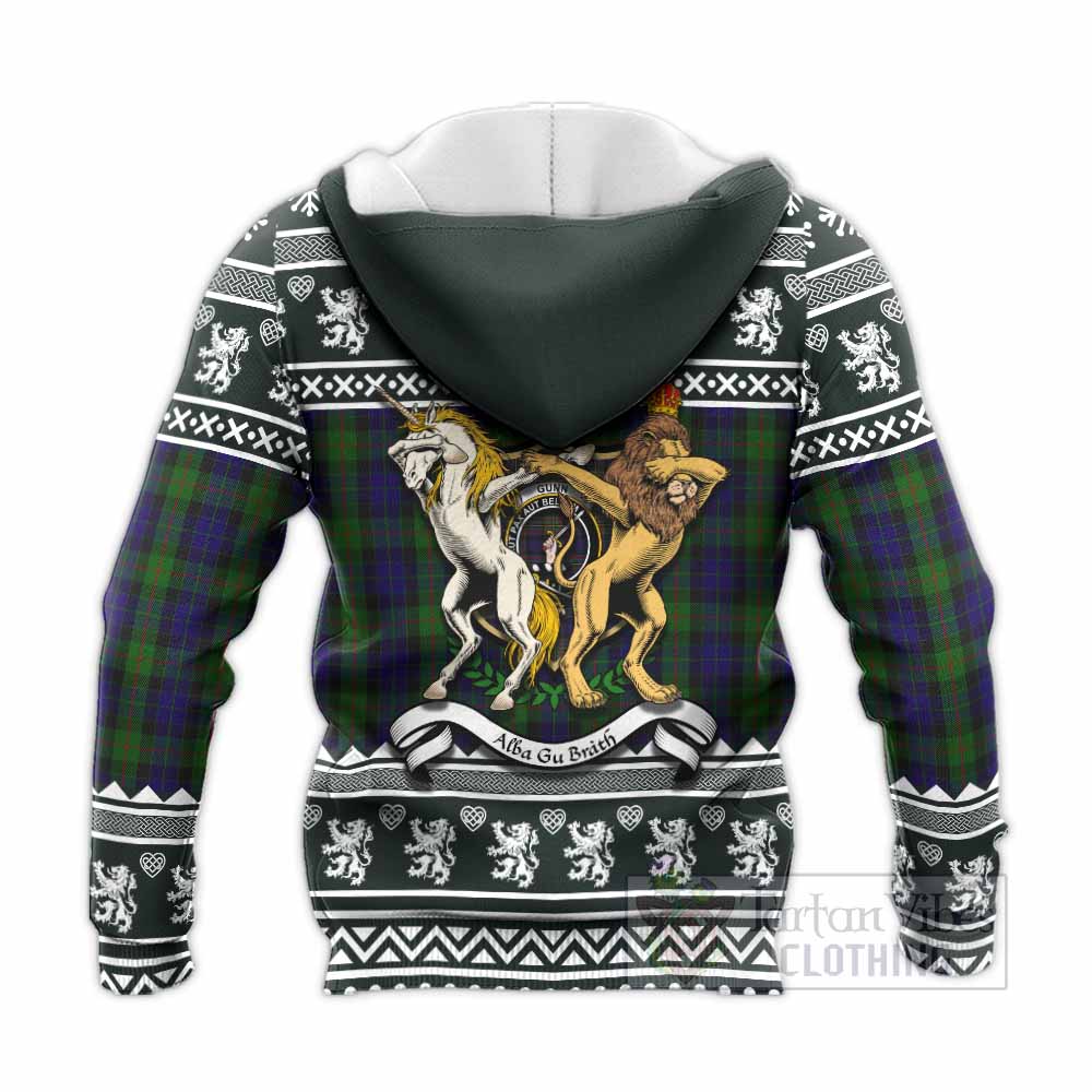 Gunn Clan Tartan Crest Christmas Knitted Hoodie Coat of Arms Funny Style - Tartan Vibes Clothing