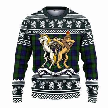 Gunn Clan Tartan Crest Christmas Ugly Sweater Coat of Arms Funny Style
