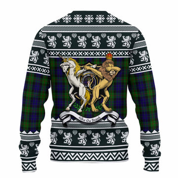 Gunn Clan Tartan Crest Christmas Ugly Sweater Coat of Arms Funny Style