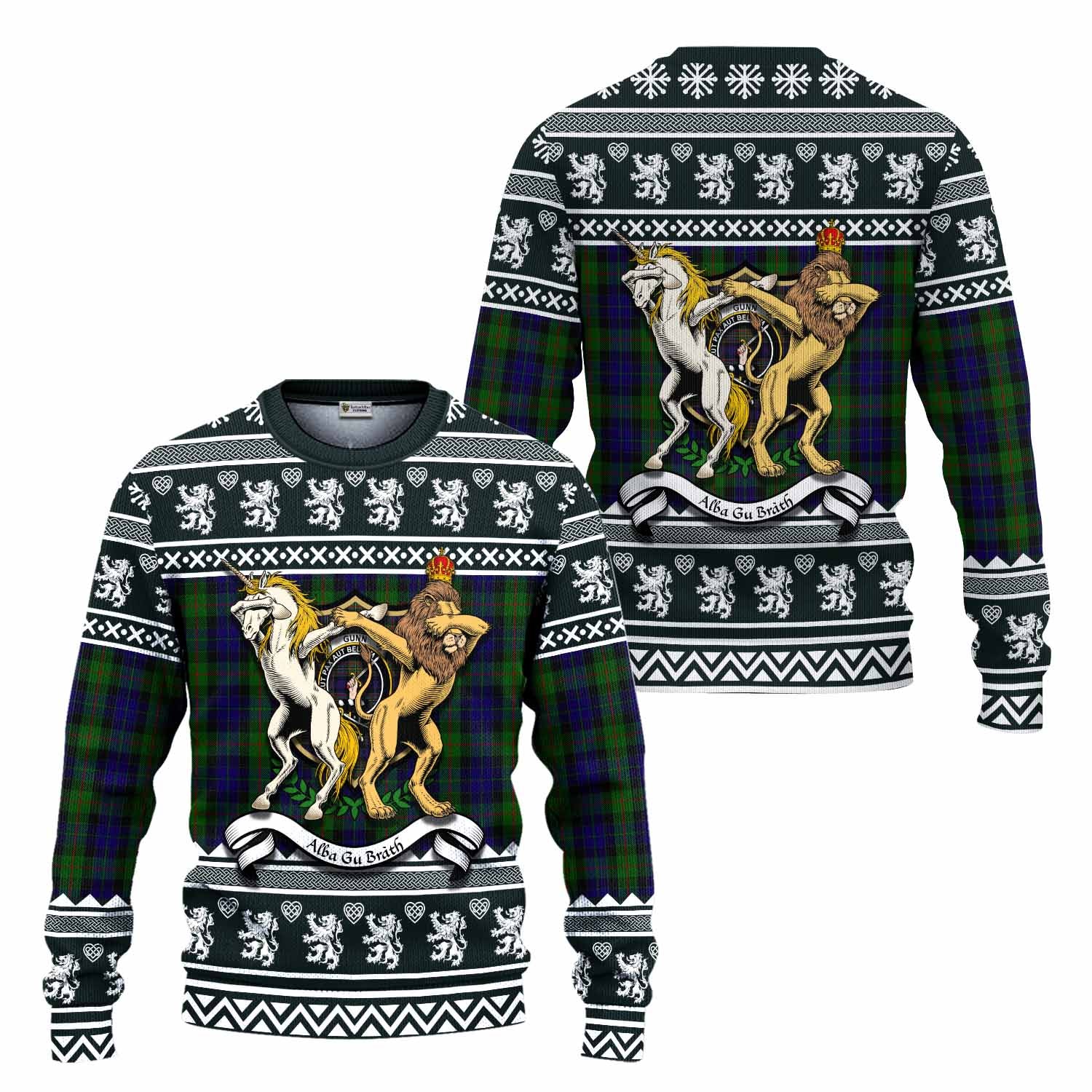Gunn Clan Tartan Crest Christmas Ugly Sweater Coat of Arms Funny Style - Tartan Vibes Clothing