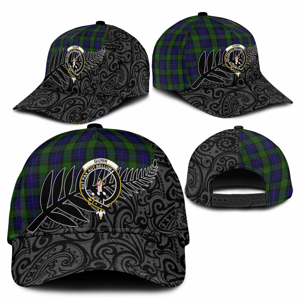 Gunn Crest Tartan Classic Cap with New Zealand Silver Fern Half Style