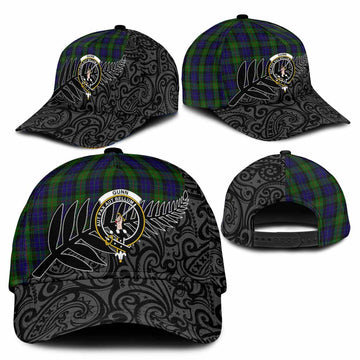 Gunn Crest Tartan Classic Cap with New Zealand Silver Fern Half Style