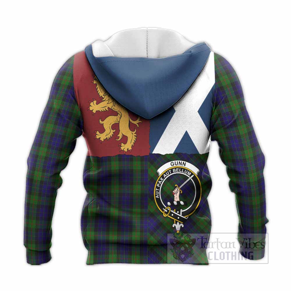 Gunn Crest Tartan Knitted Hoodie with Lion Rampant Saltire Style