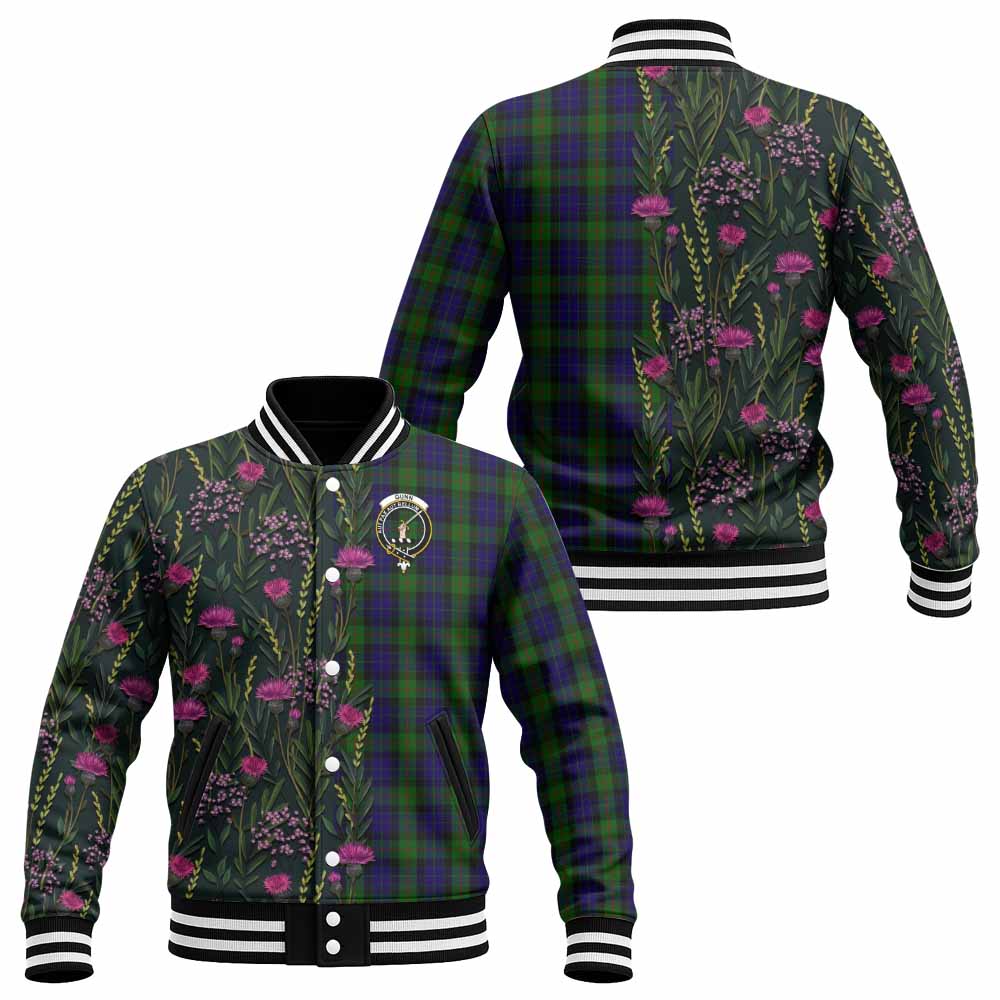 Gunn Family Crest Tartan Baseball Jacket Scottish Thistle Flower Pattern Half Style - Tartan Vibes Clothing