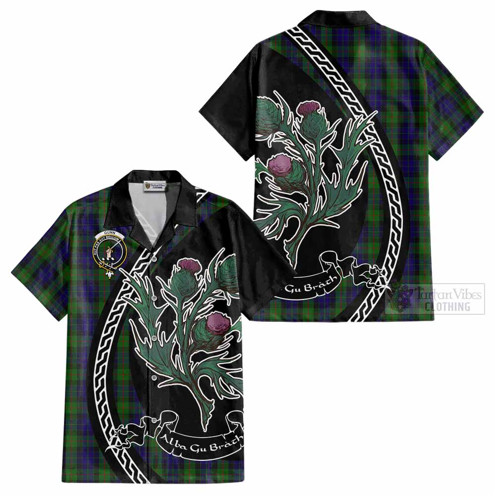 Gunn Family Crest Tartan Cotton Hawaiian Shirt Alba Thistle Inspired - Tartan Vibes Clothing