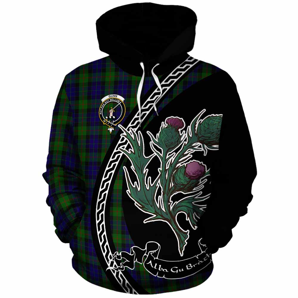 Gunn Family Crest Tartan Cotton Hoodie Alba Thistle Inspired - Tartan Vibes Clothing