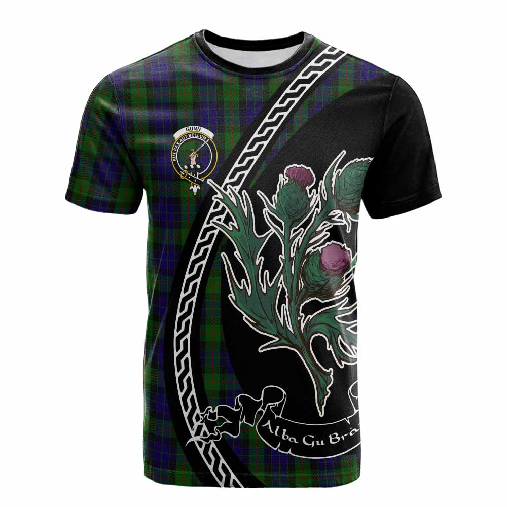 Gunn Family Crest Tartan Cotton T-shirt Alba Thistle Inspired - Tartan Vibes Clothing