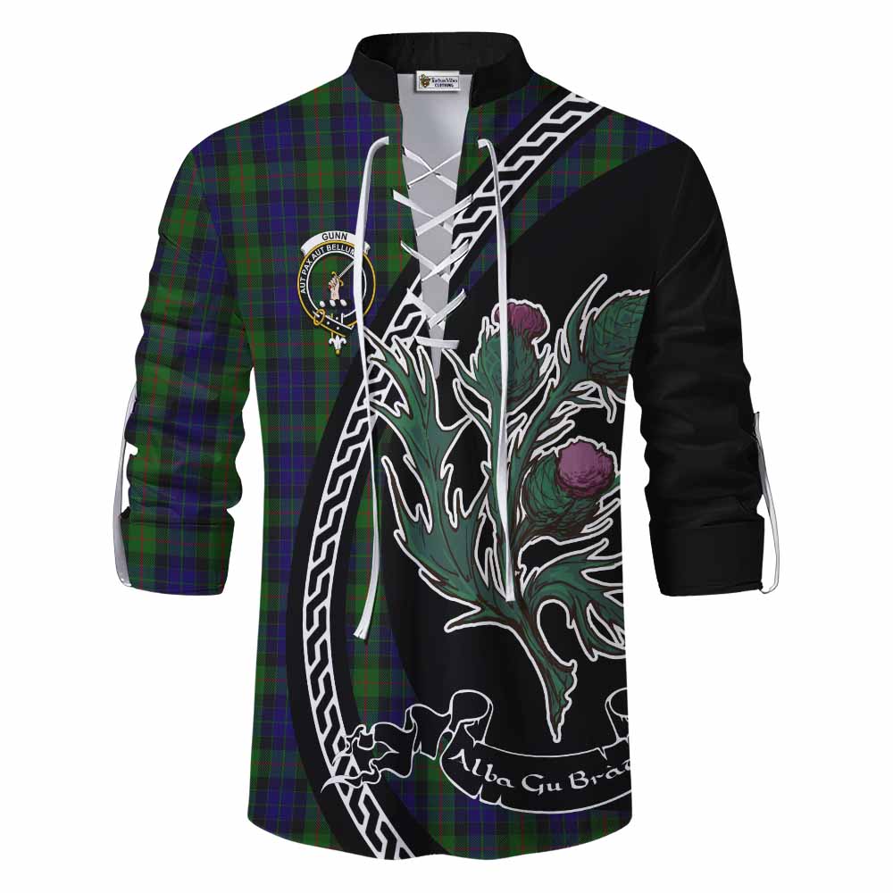 Gunn Family Crest Tartan Ghillie Shirt Alba Thistle Inspired - Tartan Vibes Clothing