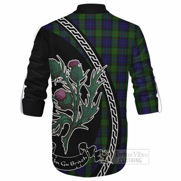 Gunn Family Crest Tartan Ghillie Shirt Alba Thistle Inspired