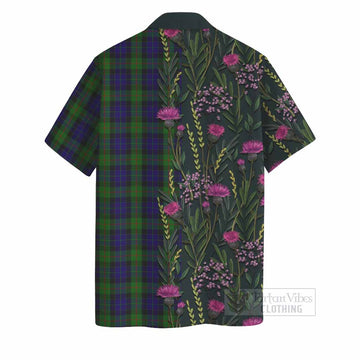 Gunn Family Crest Tartan Hawaiian Shirt Scottish Thistle Flower Pattern Half Style - Tartan Vibes Clothing