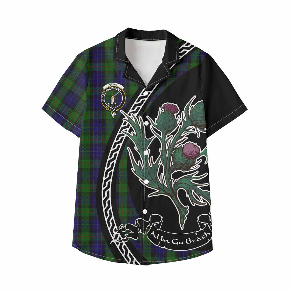 Gunn Family Crest Tartan Kid Hawaiian Shirt Alba Thistle Inspired - Tartan Vibes Clothing
