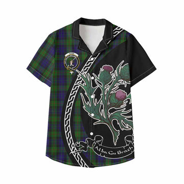 Gunn Family Crest Tartan Kid Hawaiian Shirt Alba Thistle Inspired - Tartan Vibes Clothing