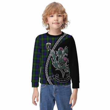 Gunn Family Crest Tartan Kid Knitted Sweatshirt Alba Thistle Inspired - Tartan Vibes Clothing