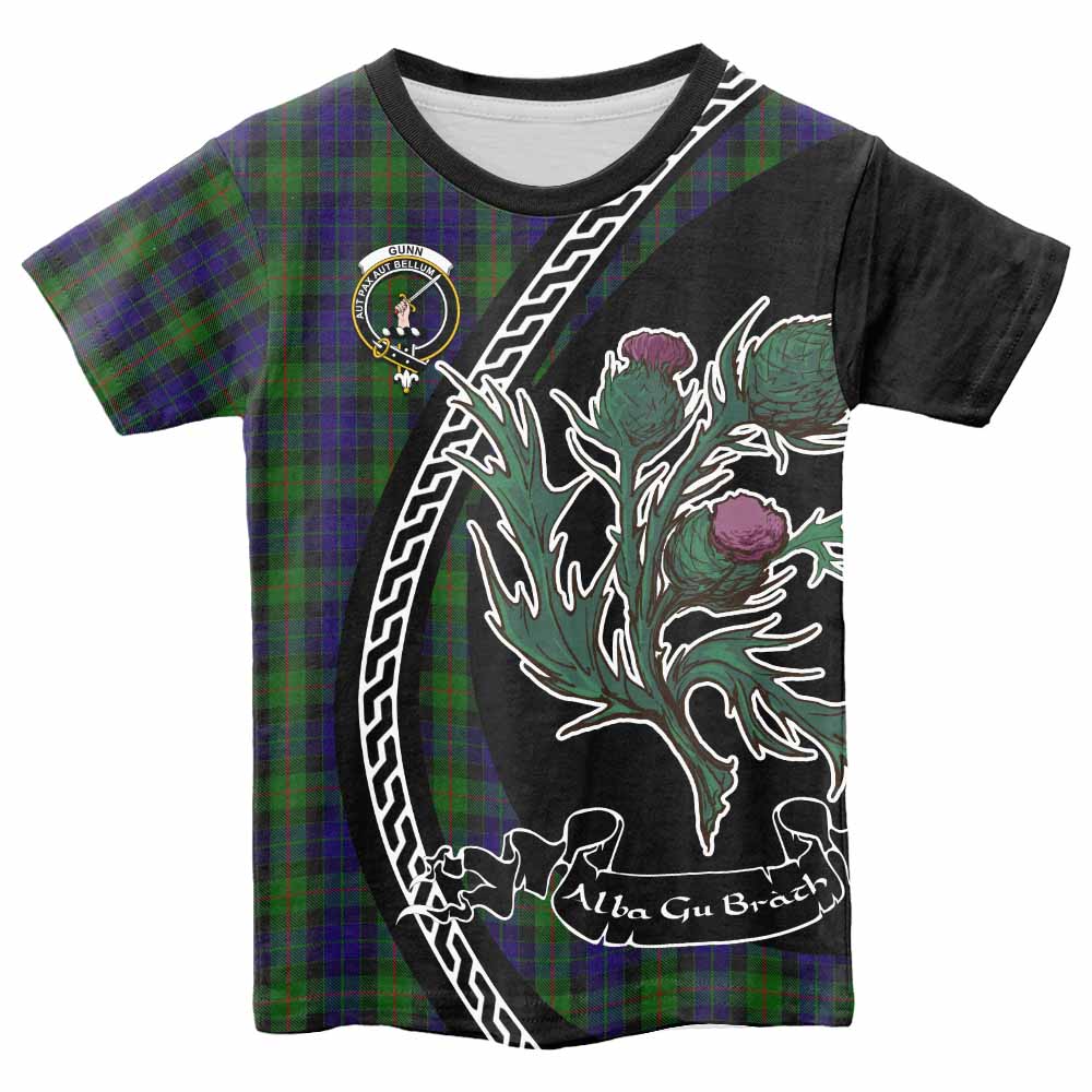 Gunn Family Crest Tartan Kid T-shirt Alba Thistle Inspired - Tartan Vibes Clothing