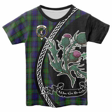 Gunn Family Crest Tartan Kid T-shirt Alba Thistle Inspired - Tartan Vibes Clothing