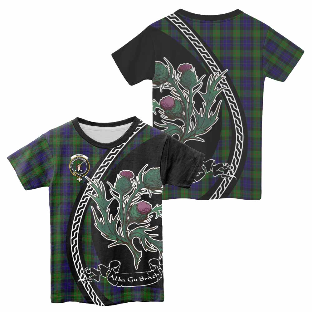 Gunn Family Crest Tartan Kid T-shirt Alba Thistle Inspired - Tartan Vibes Clothing